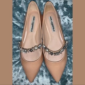 KARL LAGERFELD Nude Bedazzled Flats 💎